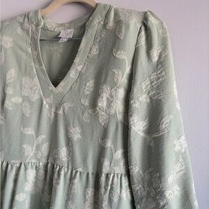 JOIE Mint and Appliqué Babydoll Dress